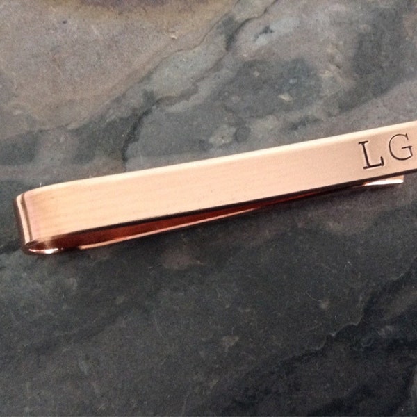 Copper Personalized Tie Bar, Custom Rosey Gold Tie Clip, Father's Day Present for Dad, Birthday Gift for Him Wedding Party Favor Groomsmen
