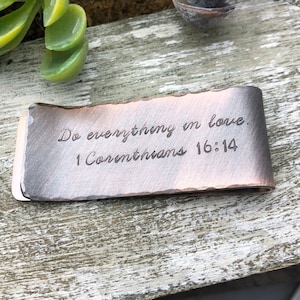 Personalized Money Clip, Men's Custom Hand Stamped Copper, Groomsmen's Gift, Father of the Bride or Groom, Wedding Party Favor for Groomsman