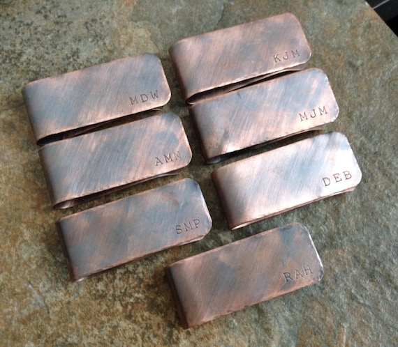 Copper Money Clip, Custom Hand Stamped, Personalized, Gift for Men, Groomsmen, Father's Day, Dad, Grandpa, Birthday Present for Boyfriend