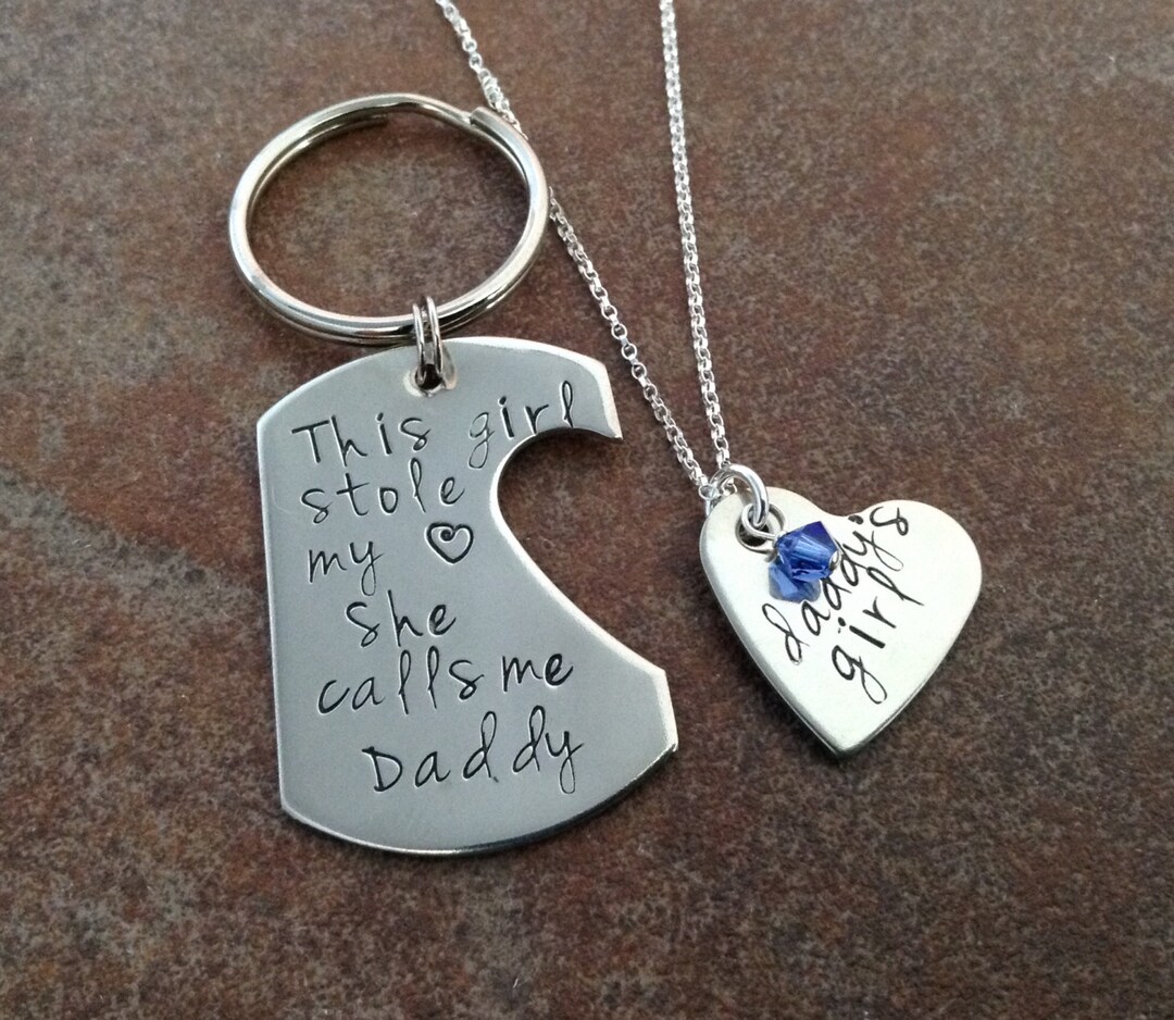 Personalized Daddy's Girl German Silver Keychain Necklace Set - Etsy