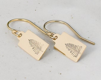 Evergreen Tree Earrings, Gold or Sterling Silver Jewelry, Botanical Design, Petite Minimalist Style,  French Hook or Leverback Small Dangle