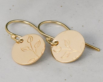 Small Leaves Earrings, Gold or Sterling Silver Jewelry, Botanical Design, Petite Minimalist Style,  French Hook or Leverback Small Dangle