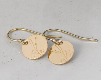 Long Leaves Earrings, Gold or Sterling Silver Jewelry, Botanical Design, Petite Minimalist Style,  French Hook or Leverback Small Dangle