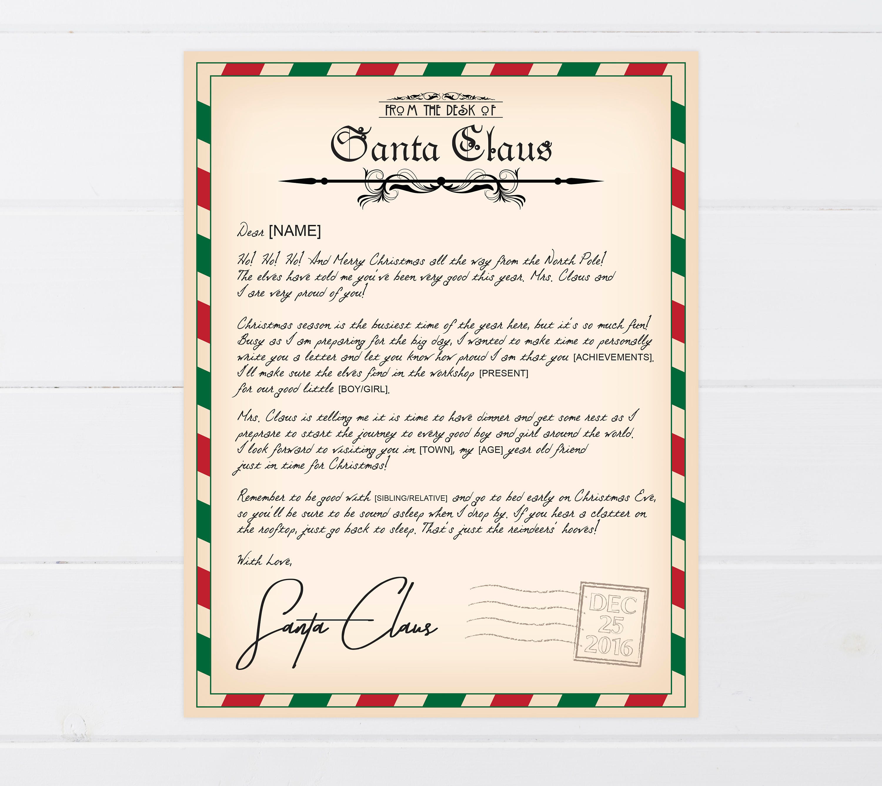 Offizieller Brief vom Weihnachtsmann Brief vom | Etsy