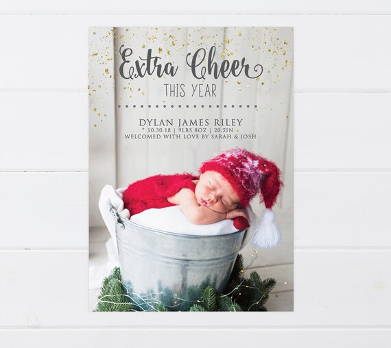 birth announcement christmas card birth announcement holiday card birth announcement card new baby christmas card extra cheer card baby christmas announcement
