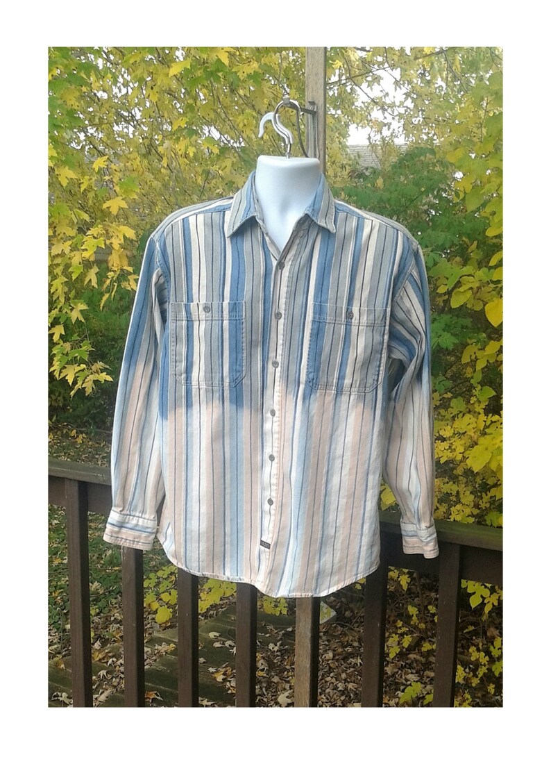 Hipster Fashion Ombre Boyfriend Shirt Arizona Jeans Denim Shirt Mens Size Small Upcycled Denim Ombre Shirt Womens Oversized Shirt