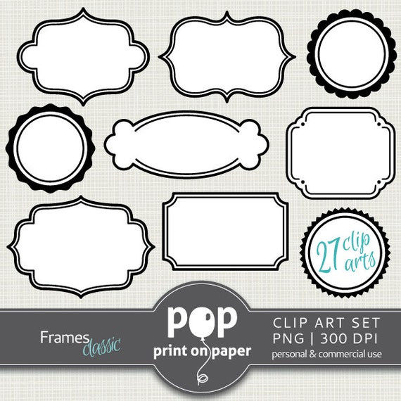 Cornici Digitali Clip Art 27 Cliparts Set Bianco E Nero Etsy