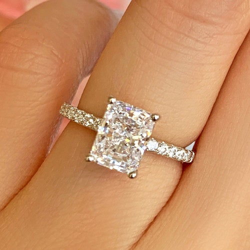 1 Ctw Half Eternity Wedding Band Engagement Ring Man Made Etsy