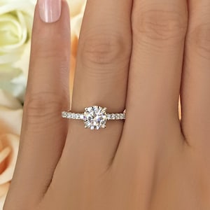 1.25 ctw 1 ct Round Accented Solitaire Ring, Promise Ring, Half Eternity Band, Engagement Ring, Man Made Diamond Simulants, Sterling Silver