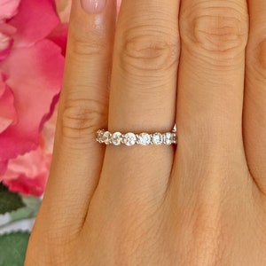 2 ctw Classic Full Eternity Band, Round Wedding Band, Engagement Ring, 3mm Man Made White Diamond Simulants, Bridal Ring, Sterling Silver