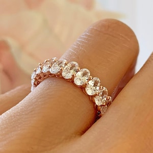 4カラットのオーバルカットフルエタニティリング、結婚指輪、婚約指輪