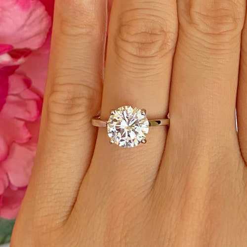 Sz 4, 9, 10: 3 ct 4 Prong Stacking Classic Solitaire Engagement Ring, Round Cut Man shops Made Diamond Simulant, Sterling Silver, 40% Final Sale