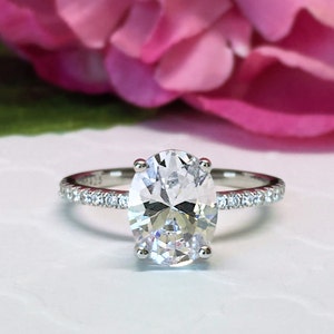 2.25 Ctw Oval Accented Solitaire Ring, Blake Engagement Ring, Half ...