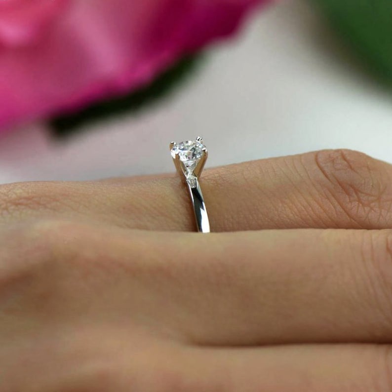 40/% Final Sale Classic Solitaire Engagement Ring Wedding Ring Round Man Made Diamond Simulant Sterling Silver 12 ct Promise Ring