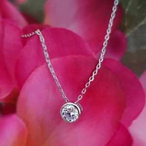 1/2 Ct Dainty Bezel Necklace Round Pendant Man Made Diamond - Etsy