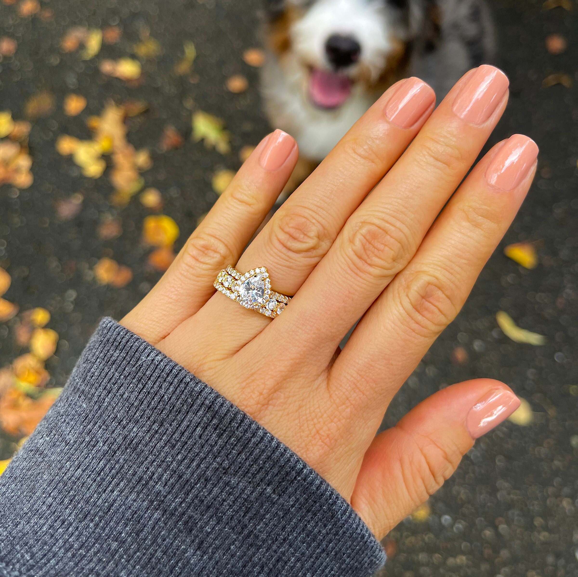 1.5 Ctw Classic Pear Engagement Ring, Man Made Diamond Simulants, Halo ...