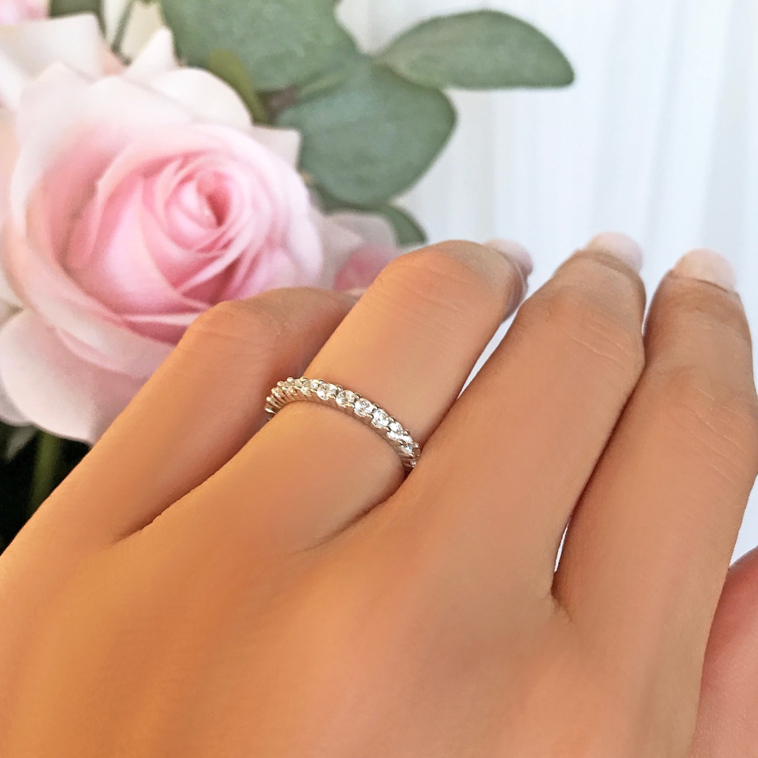 1 Ctw Full Eternity Band, 2mm Wedding Band, Bridal