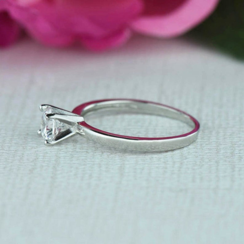 40/% Final Sale Classic Solitaire Engagement Ring Wedding Ring Round Man Made Diamond Simulant Sterling Silver 12 ct Promise Ring