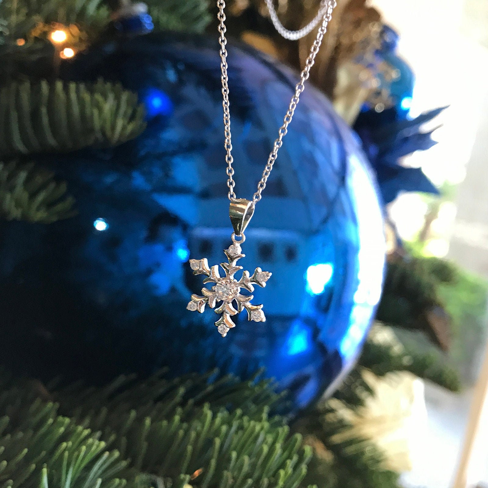 Blue Snowman and Snowflake Charm Necklace - Pendant Necklace - Christmas  Necklace - Christmas Jewelry Gift - NE3091C - FIONA ACCESSORIES