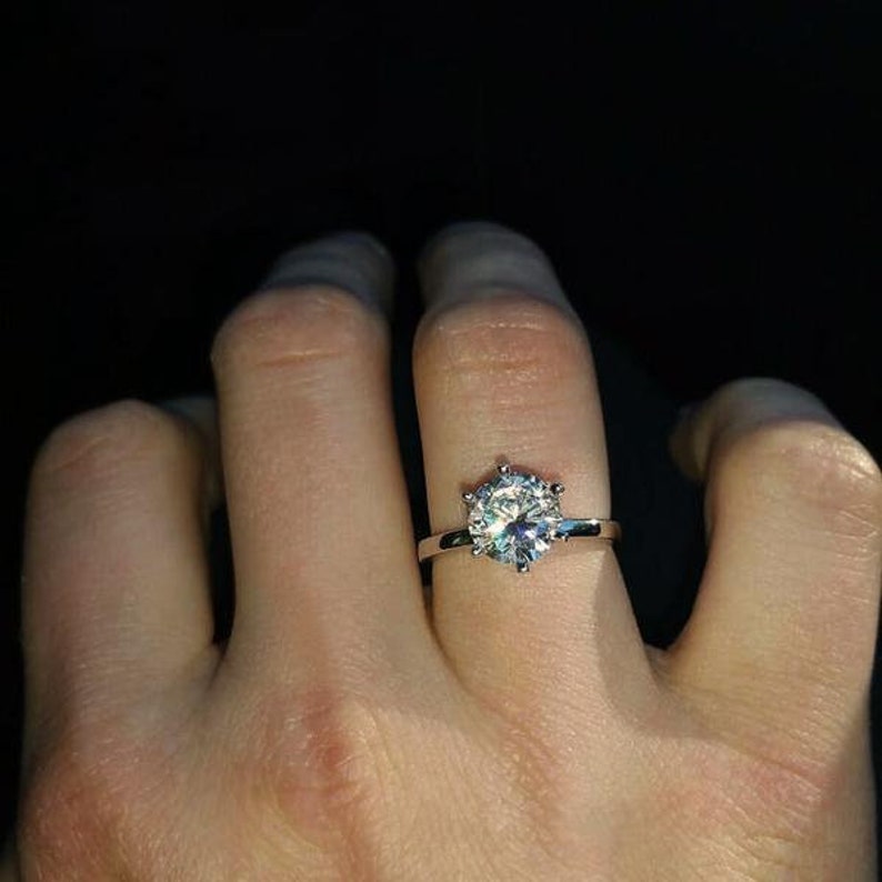 Engagement Ring Wedding Ring Sterling Silver 2 ct Classic Solitaire Ring Man Made Diamond Simulant 6 Prong Bridal Ring 40/% Final Sale