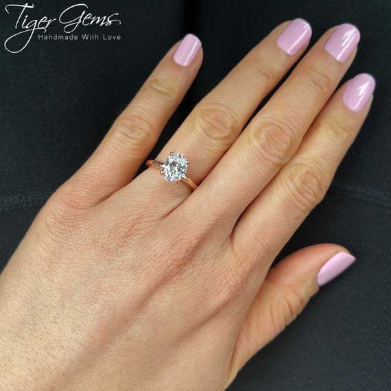 3 ct 4 Prong Solitaire Engagement Ring - Rose Gold – Tiger Gems