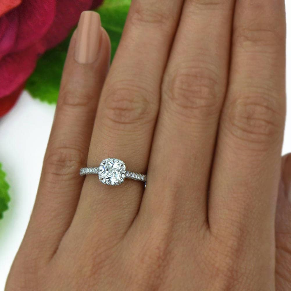 1 ctw Classic Halo Promise Ring Half Eternity Bridal Ring Etsy