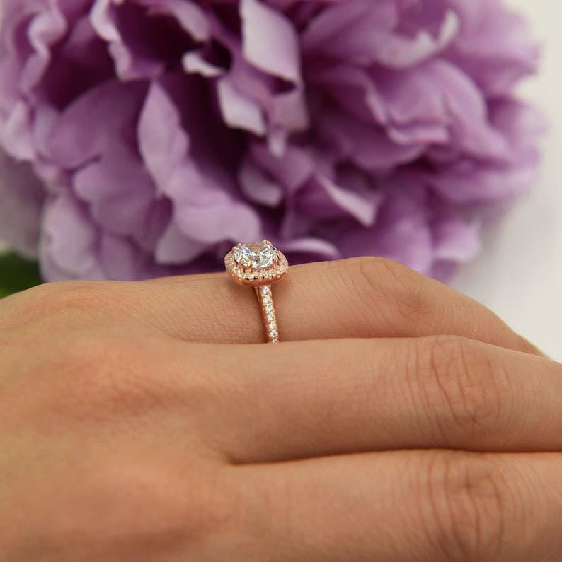 1.25 Ctw Classic Square Halo Promise Ring Engagement Ring Etsy