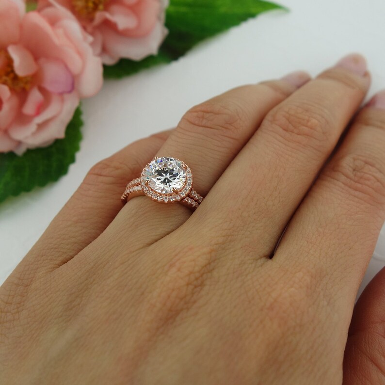2.25 ctw Classic Round Halo Bridal Set Engagement Ring & Etsy