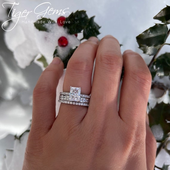 Channel Set Engagement Ring and Wedding Band