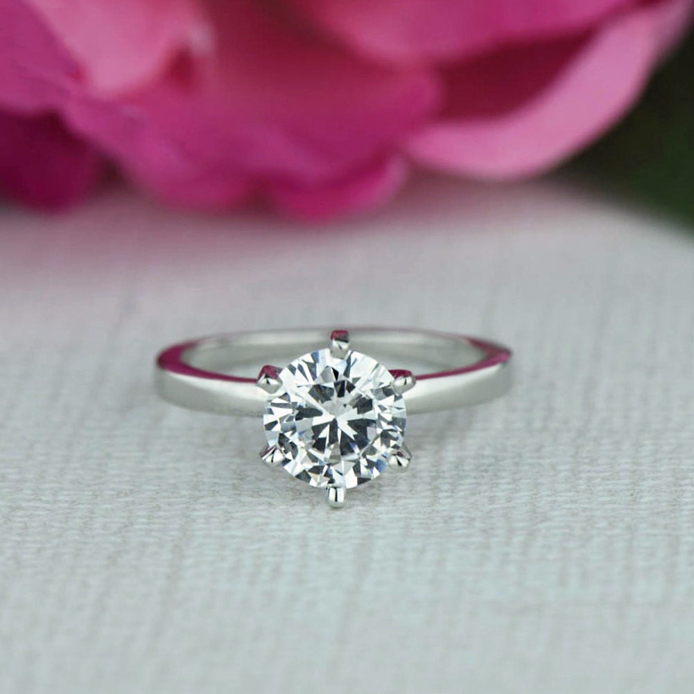 1.5 ct Engagement Ring 6 Prong Solitaire Ring 7mm Man Made Etsy