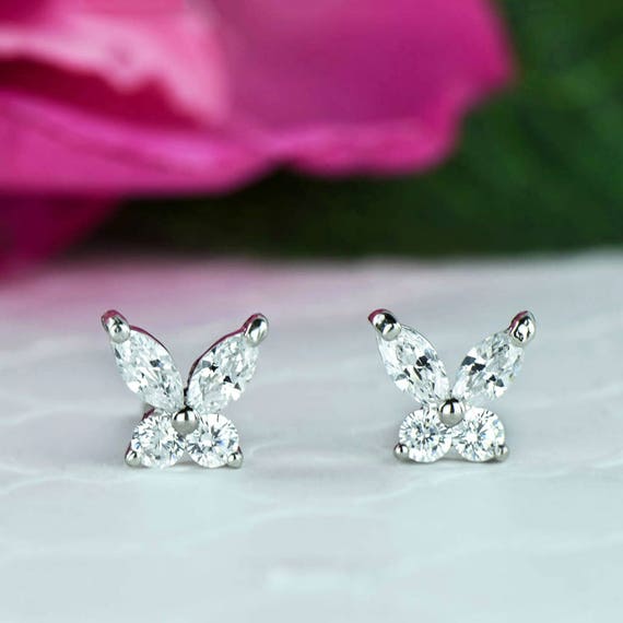 Silver butterfly stud deals earrings
