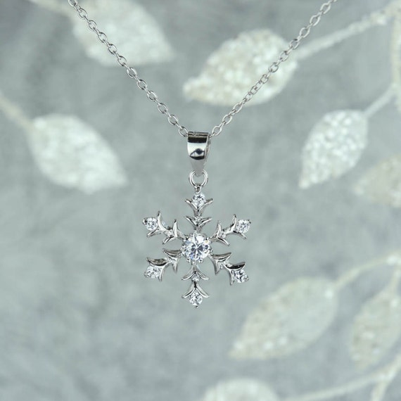 Snowflake Necklace 7 Stone Pendant D Color Man Made Diamond