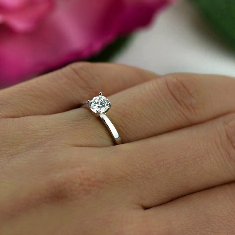 40/% Final Sale Classic Solitaire Engagement Ring Wedding Ring Round Man Made Diamond Simulant Sterling Silver 12 ct Promise Ring