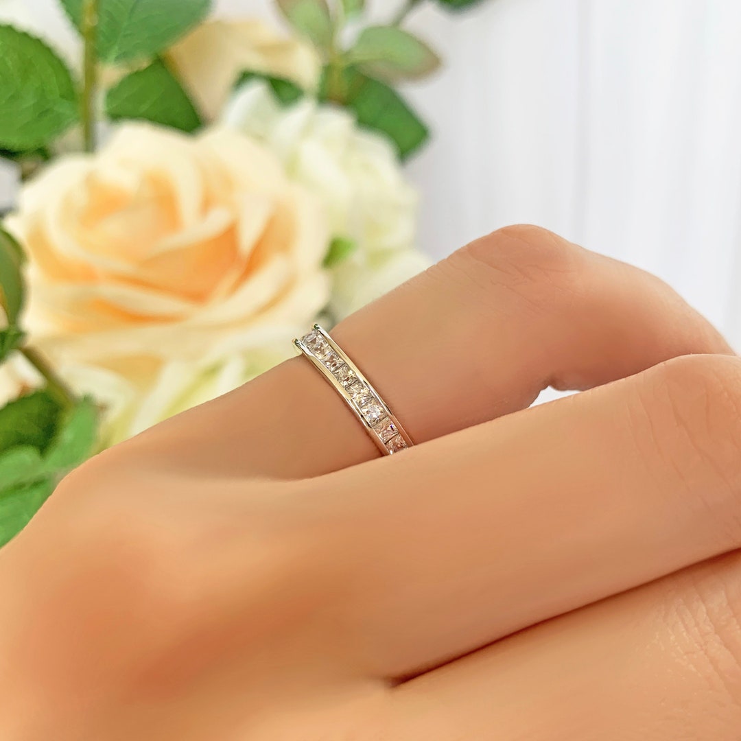 2 Ctw Princess Channel Set Full Eternity Band Engagement - Etsy Canada