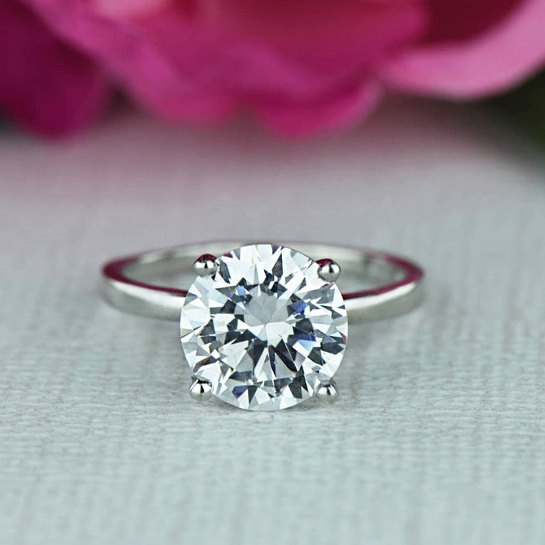 3 ct Classic Solitaire Engagement Ring Man Made Diamond Etsy