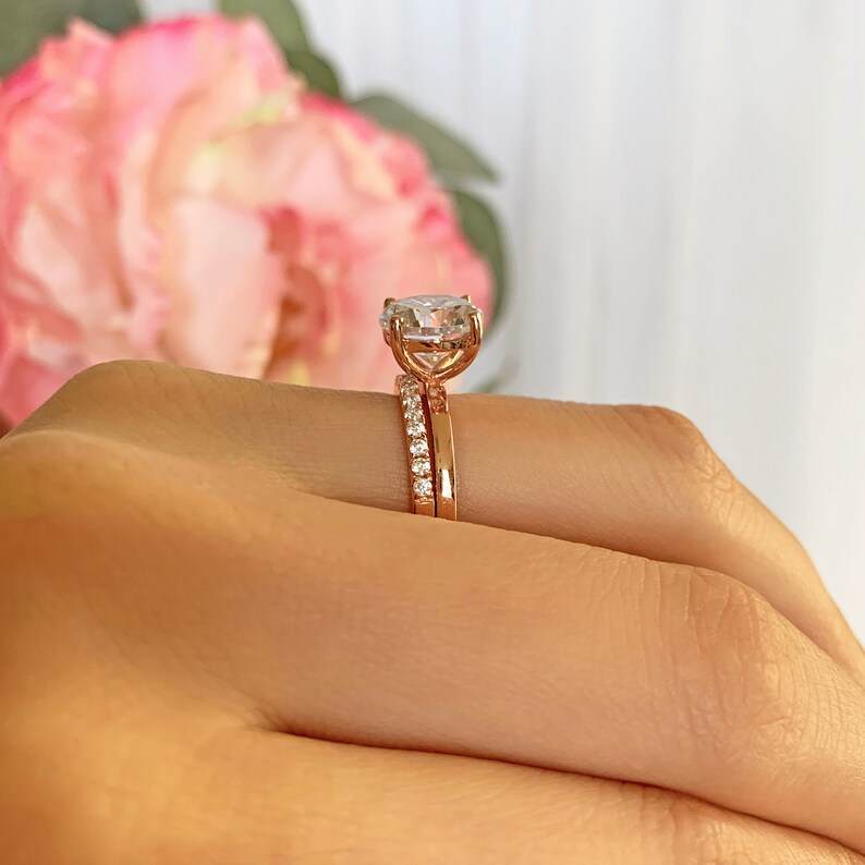 3 Ct Stacking Solitaire Bridal Set 4 Prong Engagement Ring - Etsy