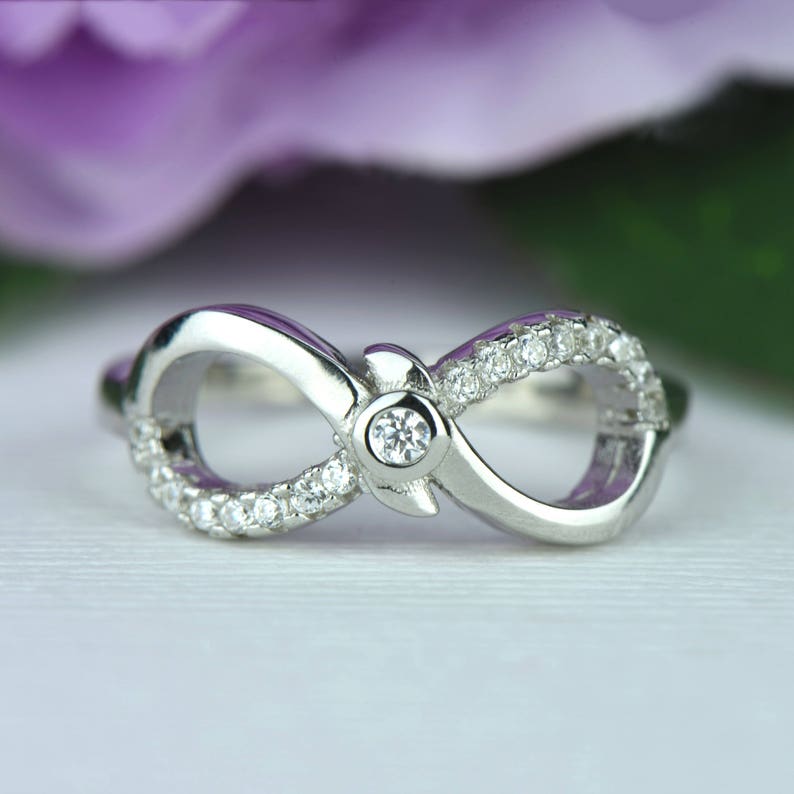Infinity Promise Ring .1 Ctw Stacking Layering Ring Man Made Etsy