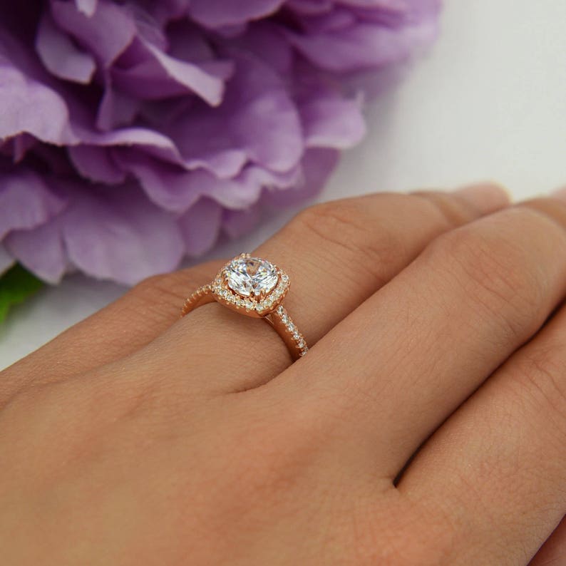 1.25 Ctw Classic Square Halo Promise Ring Engagement Ring Etsy
