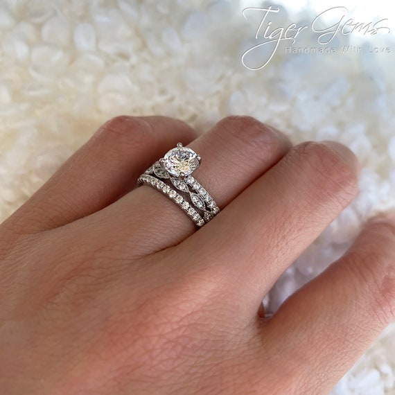 Solitaire Wedding Ring Stack Set Diamond Eternity Ring Set Two Piece Engagement  Ring Stack Set, Dainty Matching Ring Setbr5313-2r - Etsy