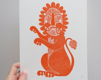 Orange Lion 8'' x 10'' print