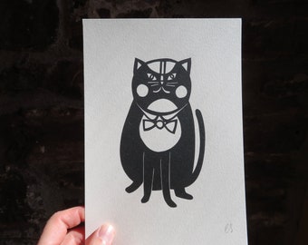 Black Cat Linocut print