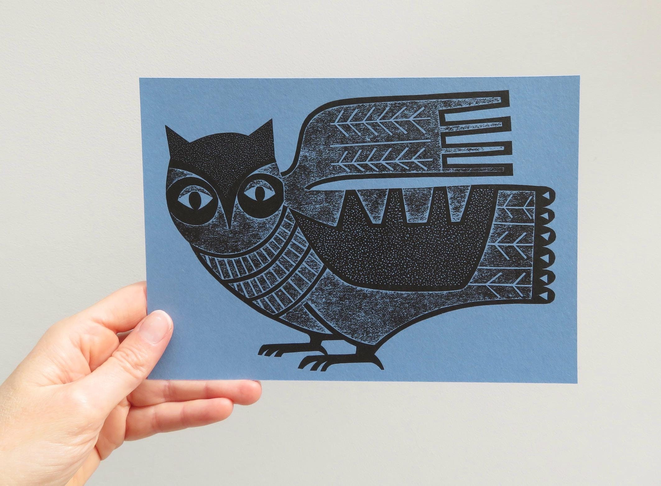 Little Owl Blue A5 print