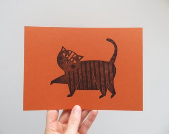 Stripy Cat A5 print