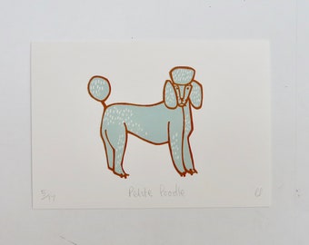 SALE Petite Poodle Linocut print
