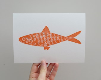 Orange Sardine A5 print