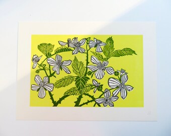 Bramble flower A3 print