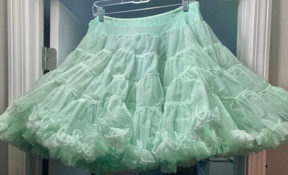 Vintage Crinoline Petticoat, Mint Green FULL, Sma… - image 1