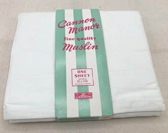 Vintage Sheet, New Old Stock, White, all  cotton, Double