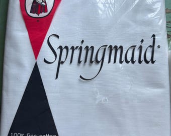 Vintage Sheet, New Old Stock, White, all cotton, Full size Flat Sheet Springmaid