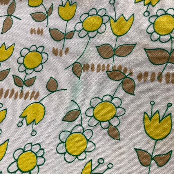 Whimsical 1960's -1970's Daisy and Tulip Fabric